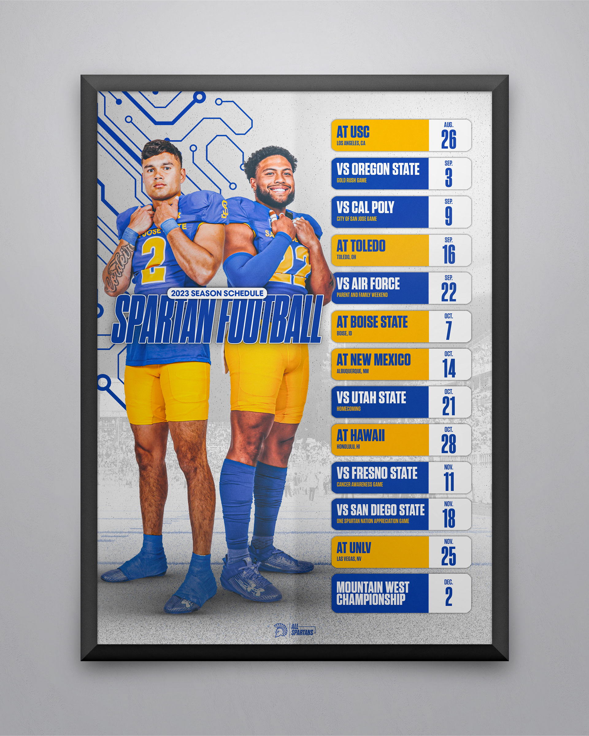 SJSU Football Schedule Poster Fall 2023