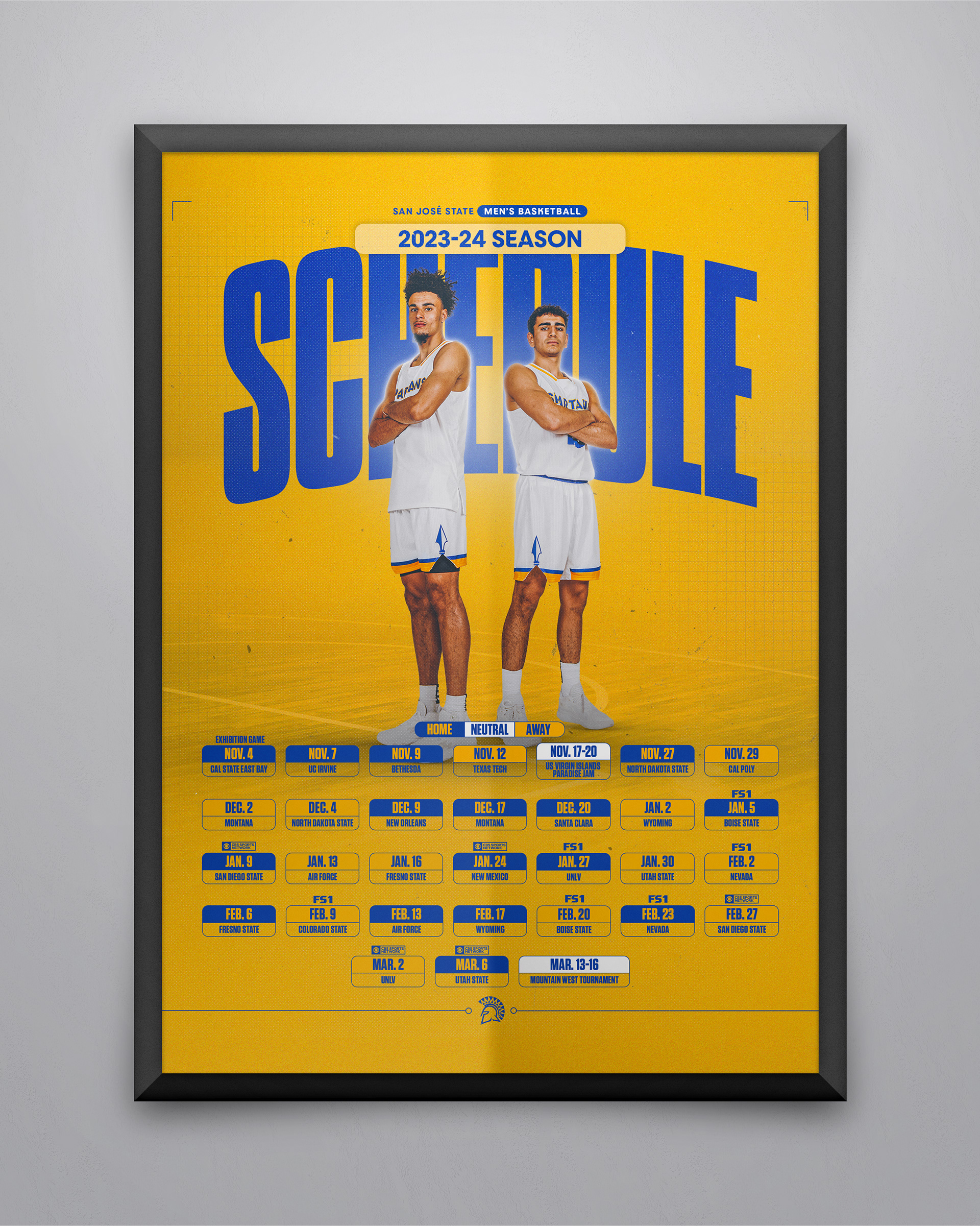 SJSU Men's Basketball Schedule Poster Fall 2023